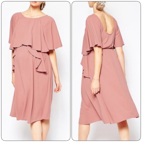 ASOS Maternity Dresses & Skirts - ASOS Maternity Pink Ruffle Midi Dress